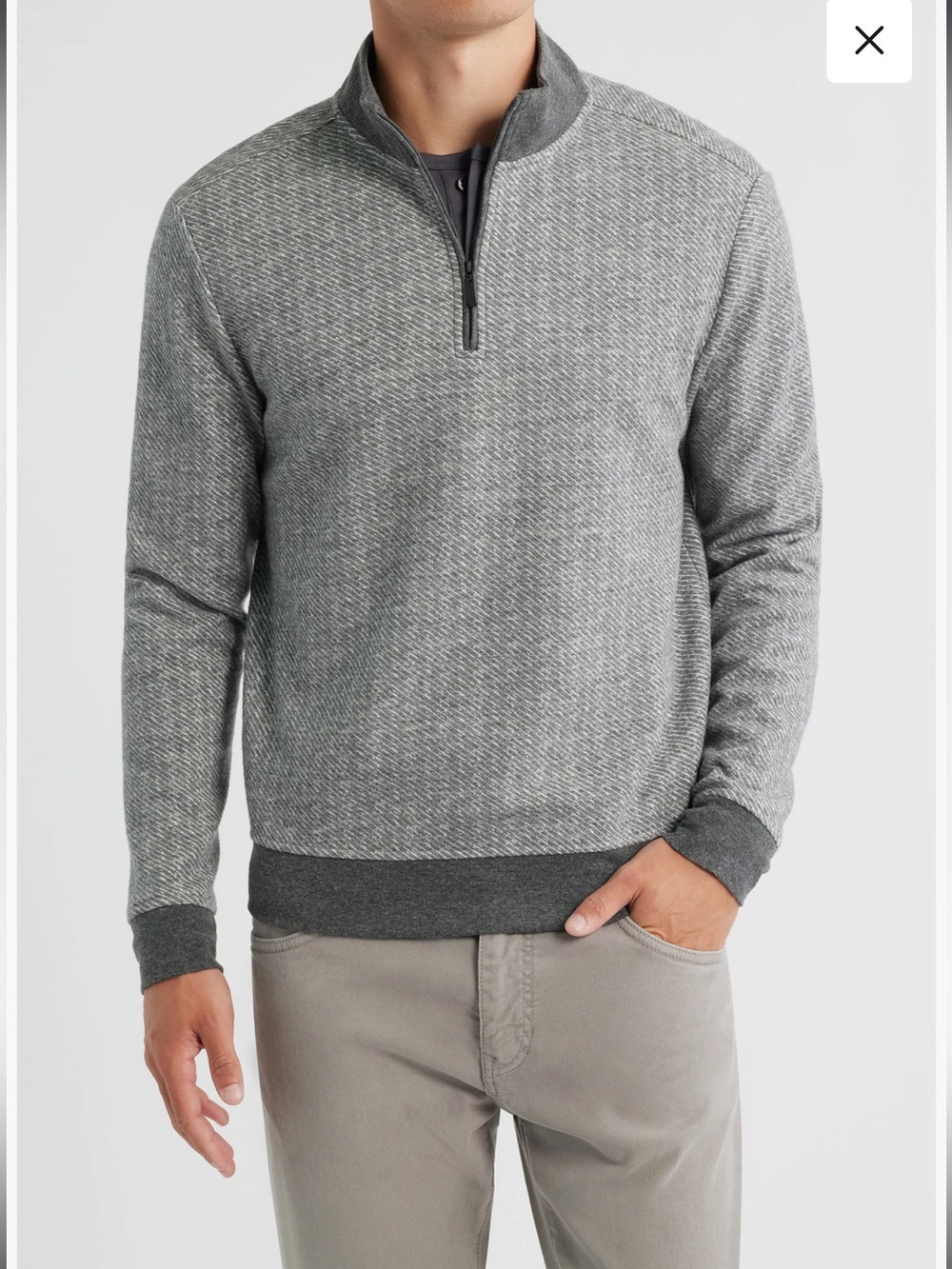 Robert Barakett Cedro LS H-Zip Wool Blend Pullover Gray Textured Sweater L